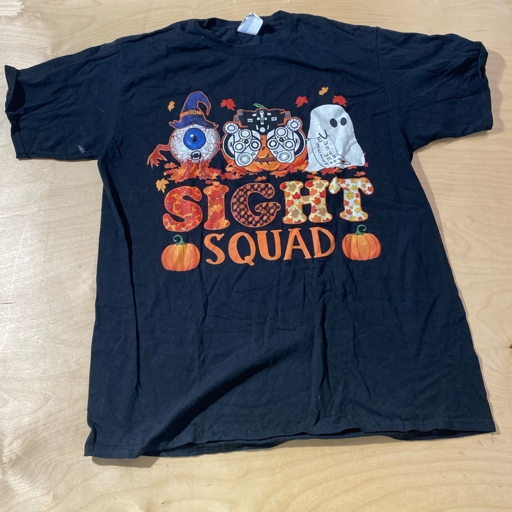 Black Halloween Sight Squad T-Shirt on Port & Company Tag Large (KK) - Picture 3 of 9
